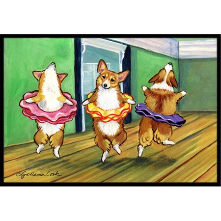 Carolines Treasures 24 x 36 in. Little Ballerina Corgi Indoor Or Outdoor Doormat 7276JMAT